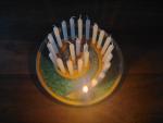 Keramická adventní spirála fialková - modrá - zelená